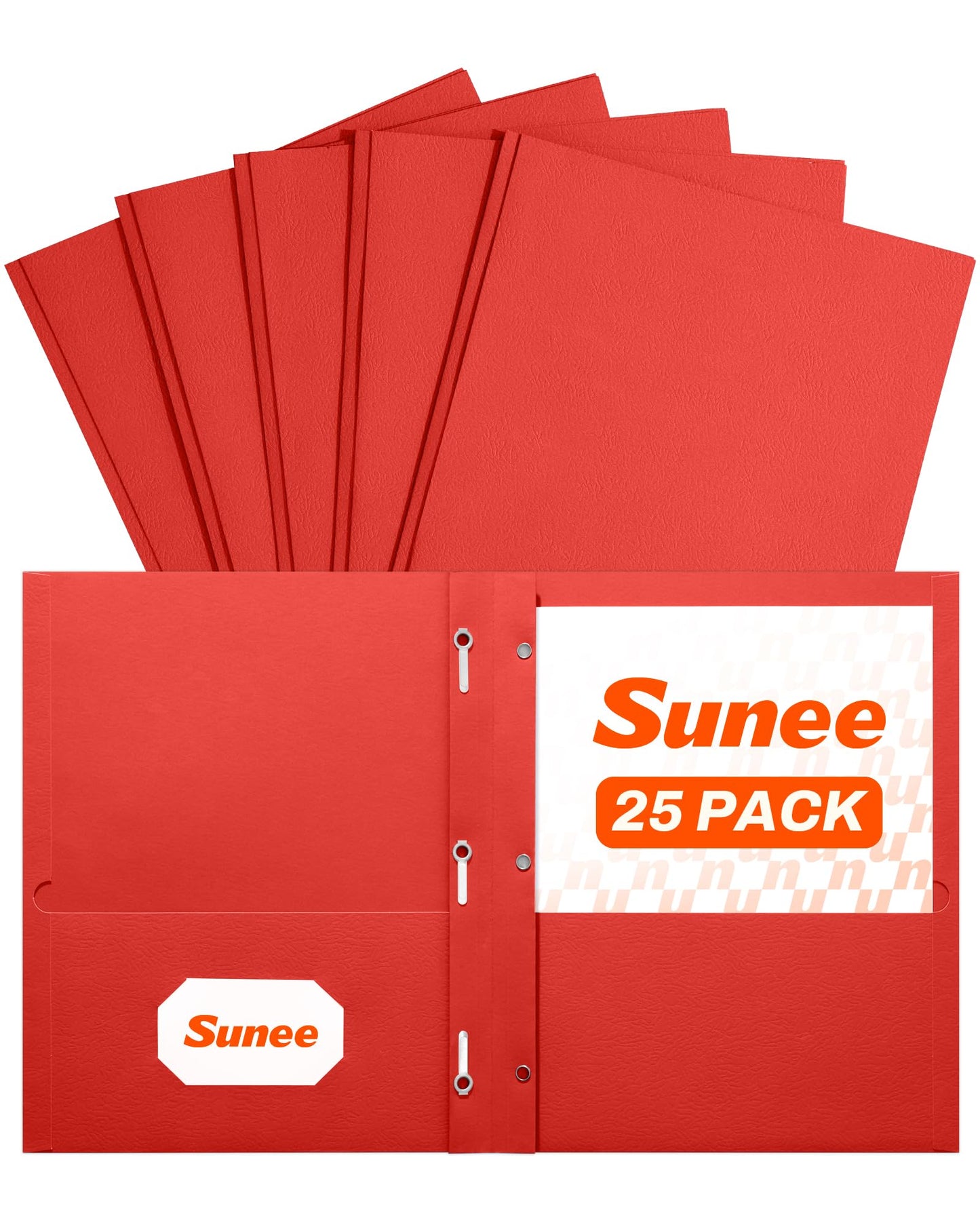 SUNEE 2 Pocket Folders with Prongs (25 Pack, Red), Paper Folders with 2 Pockets and 3 Prongs Fit Letter Size Paper, Folders with Prongs for School Office Home Business