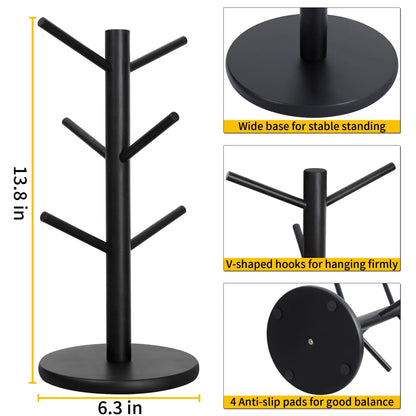 MyLifeUNIT Mug Holder Tree, Coffee Cup Holder with 6 Hooks (Black)