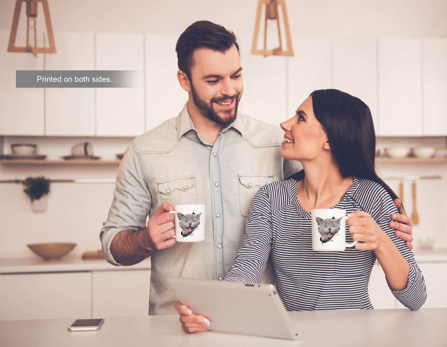Winston & Bear Laughing Grey Cat Coffee Mug - Funny Ceramic Coffee Mug Gift for Cat Lovers - Cute Novelty Cup for Men and Women (15oz)