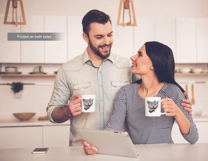 Winston & Bear Laughing Grey Cat Coffee Mug - Funny Ceramic Coffee Mug Gift for Cat Lovers - Cute Novelty Cup for Men and Women (15oz)