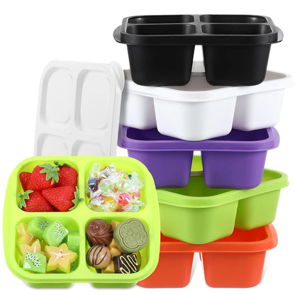 Honeydak 5 Pack Snack Containers 4 Compartment Bento Snack Boxes Reusable Lunchable Containers with Lids Divided Meal Prep Lunch Food Storage Box for School Work Travel(Halloween,Equal)