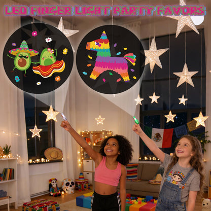 Sauyoza 36 Pack Mexican Party Favors LED Finger Lights Bulk, Cinco de Mayo Party Goodie Bags Fillers, Glow in the Dark Mexican Party Supplies, Classroom Treasure Box Rewards