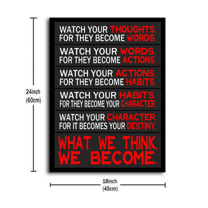 Motivational Canvas Wall Art Watch Your Thoughts Inspirational Poster Print Positive Quotes Pictures Painting Artwork for Home Office Bedroom Living Room Wall Decor Ready to Hang [18''Wx24''H]