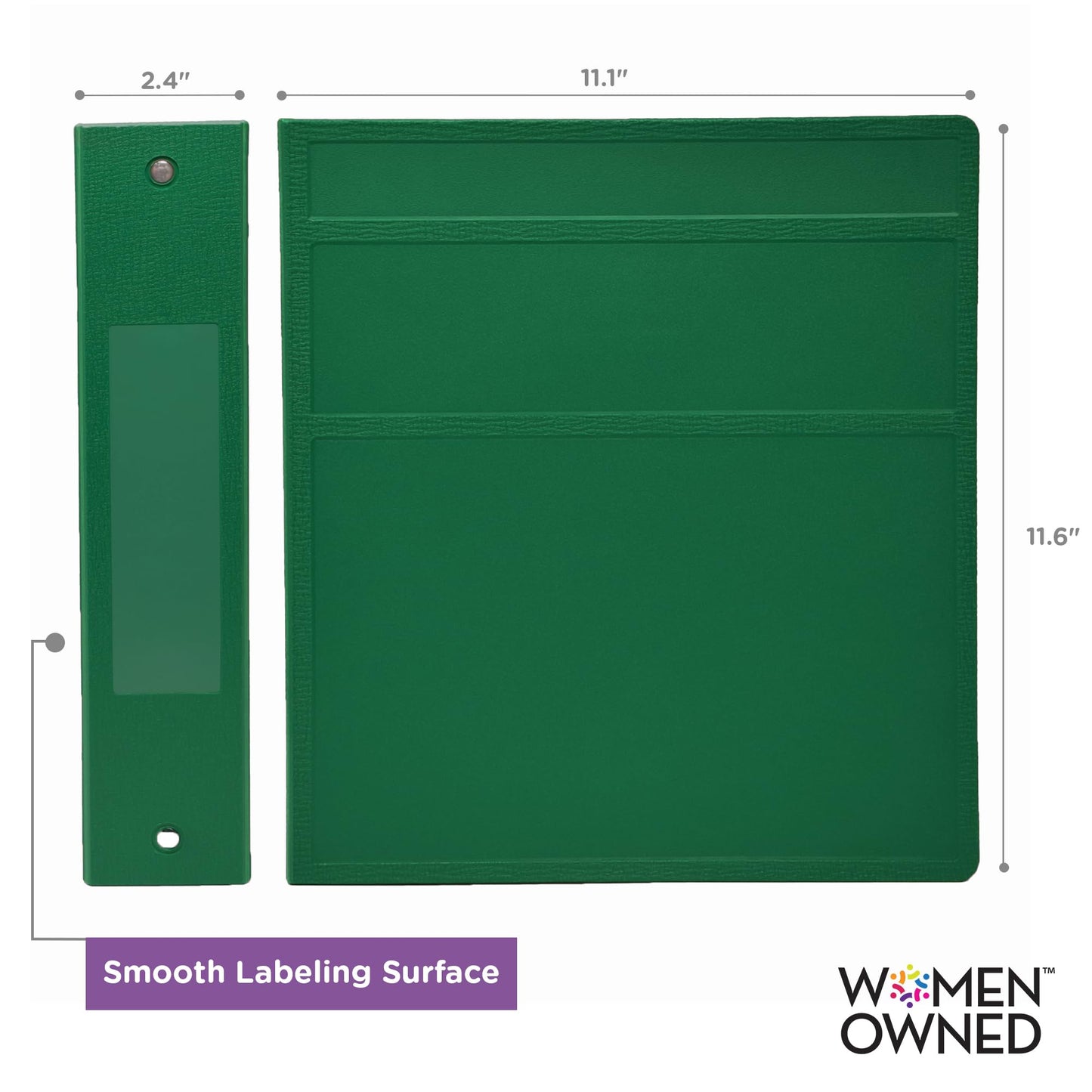Carstens 2-Inch Heavy Duty 3-Ring Binder - Side Opening, Leaf Green, Durable Plastic, Precision No-Gap Rings, Waterproof Covers, No Pockets, Holds 300 US Letter Sheets, BPA-Free, Made in USA (2844-3R)