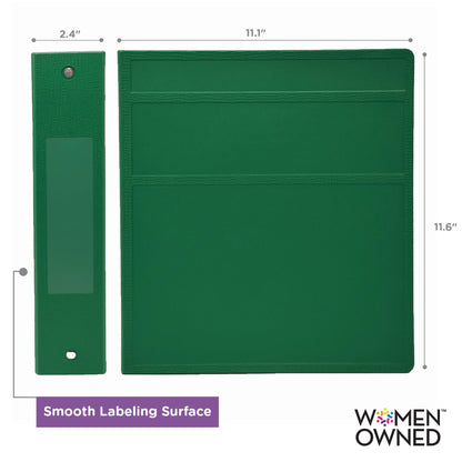 Carstens 2-Inch Heavy Duty 3-Ring Binder - Side Opening, Leaf Green, Durable Plastic, Precision No-Gap Rings, Waterproof Covers, No Pockets, Holds 300 US Letter Sheets, BPA-Free, Made in USA (2844-3R)