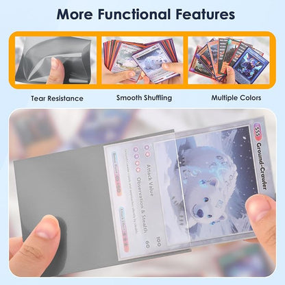 500 Pcs Card Sleeves for Trading Card, Matte Card Sleeves Deck Card Protectors Compatible with Baseball Cards, Sports Cards, Game Cards (Grey)