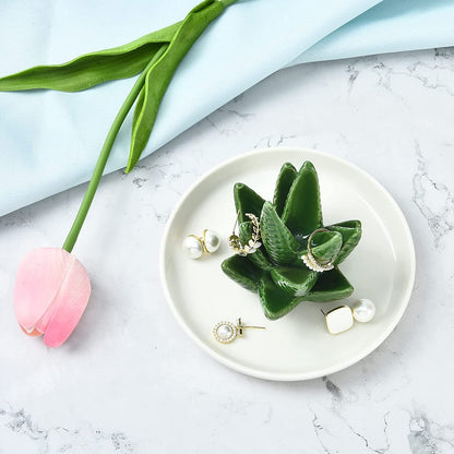 NociHah Cactus Ring Holder Jewelry-Dish - Ceramic Plant Decor Jewelry Dish Bracelet Earrings Necklace Tray for Birthday Gifts Home Wedding Decor