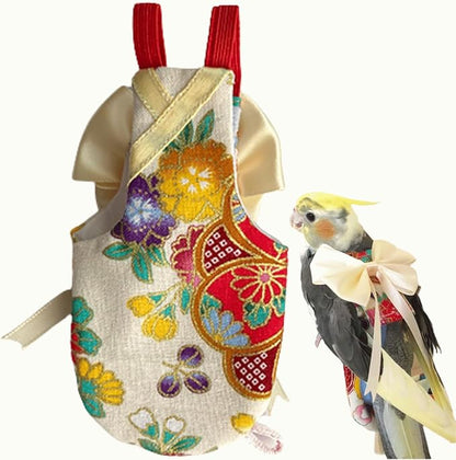 Bird Flight Suits Diapers, Parrot Flight Suits Diapers for Quaker Parakeets Cockatiels Flight Suits, Parrot Clothes (Almond A,Sulphur-Crested Cockatoo)