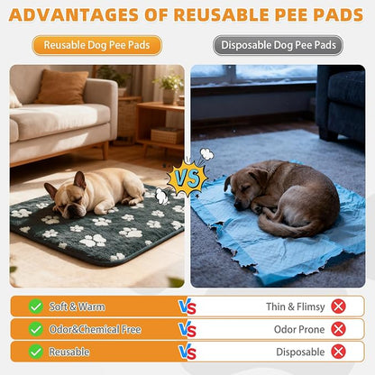 KOOLTAIL Washable & Waterproof Dog Whelping Pad, Super Absorbent & Soft Warm Plush Puppy Pads Potty Training, Quick Dry Reusable Pet Mats for Whelping Box Supplies,Playpen,Crate,24"*36"
