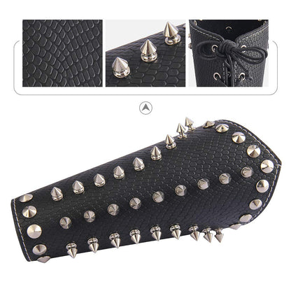 GelConnie Leather Bracers Gothic Spike Gauntlets Wristband Medieval Knight Armor Leather Wrist Guard Arm Cuffs Black Arm Guards Armband Halloween Cosplay Costume