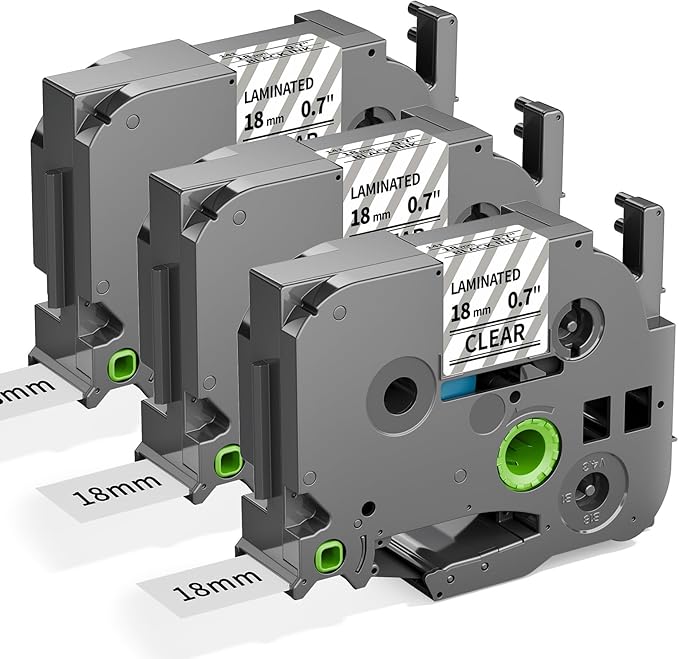 3-Pack 18mm 0.7” Laminated Clear Tz Tape Compatible with Brother P Touch TZe-141 TZe141 Black on Clear 3/4" Label Maker Tape Refills for PTD400 PTD410 PTD600 PT1750