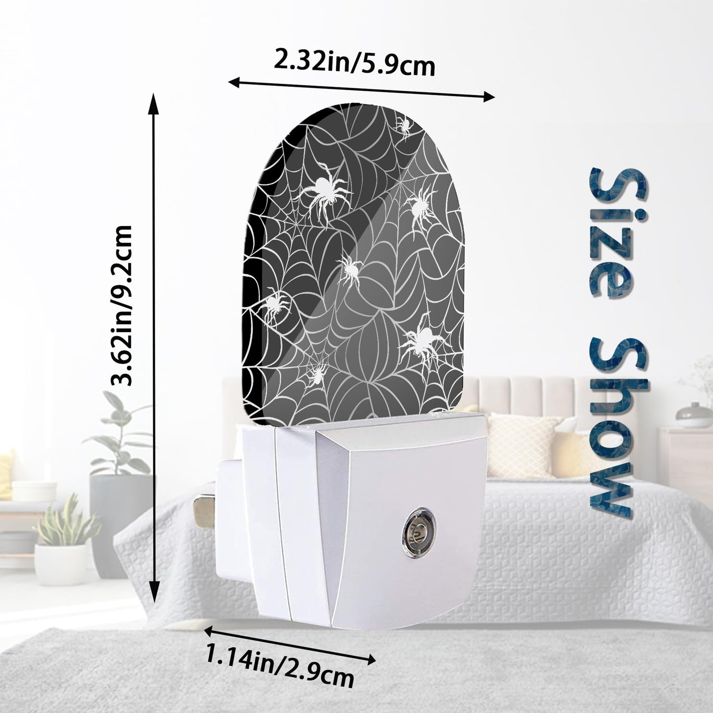 Axxitude Spiders Webs Night Lights Plug into Wall for Girls Boys Room,Night Light LED Lamp Dusk to Dawn Sensor Round Lamp for Bedroom Bathroom Hallway Home Wall Decor Nightlight