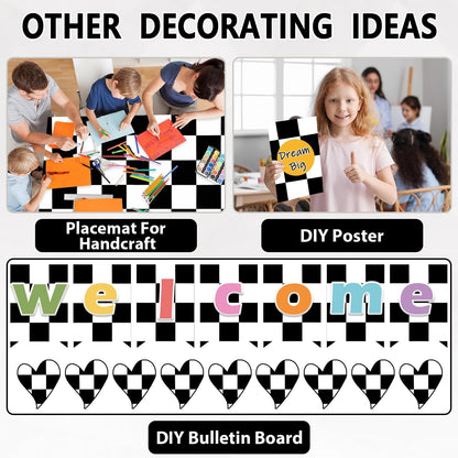 Black White Checkered Bulletin Board Paper Roll Black Plaid Bulletin Board Background Paper Back to School Classroom Decoration Poster for Art Craft DIY Home Office Classroom Supplies 17.7in x 20ft