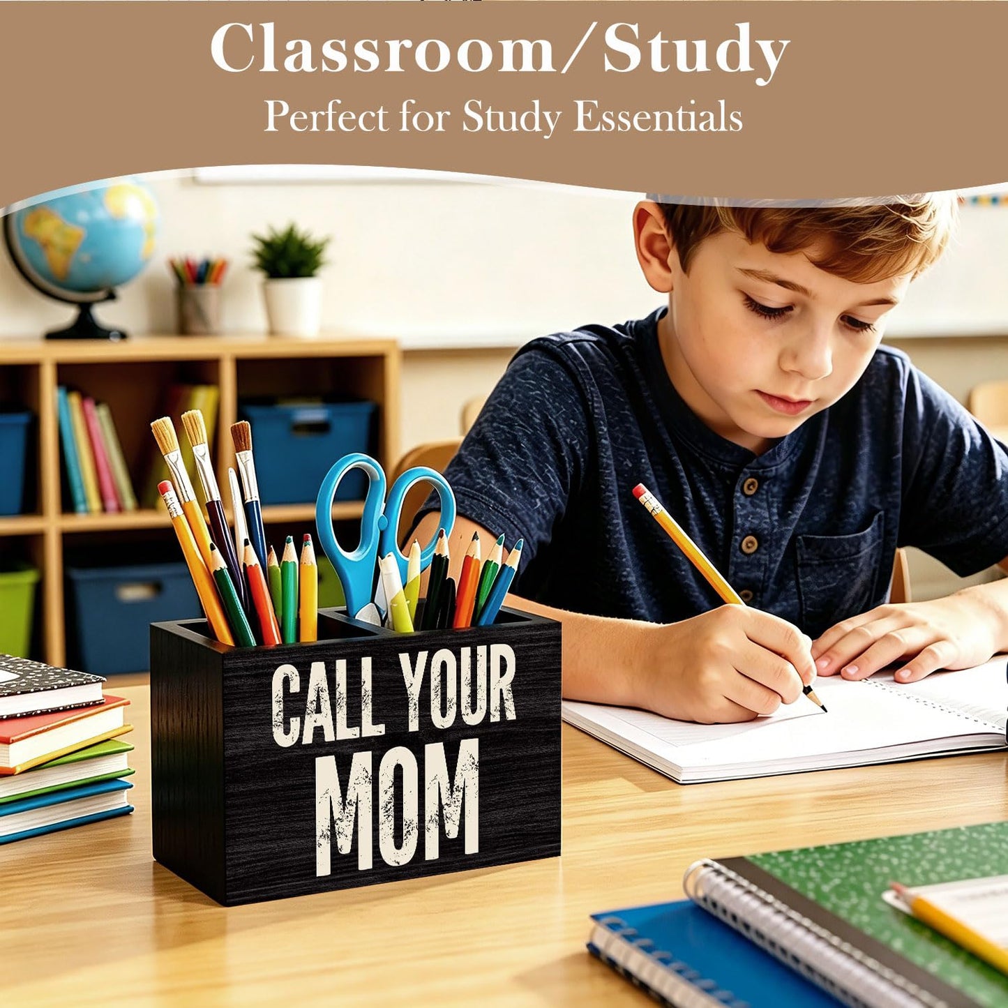 Zomhix Call Your Mom Black Pen Holder Desk Organizer