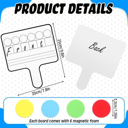 Seajan 9 Pcs Magnetic Paddle Set Education Dry Erase Double Side Handheld Answer Board with Magnetic Counters Discs Phonemic Awareness Phonics Games Toy for Students Kids Teaching Supply (Black)