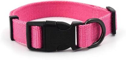 Rose Pink Dog Collar for Small Size Dogs Soft and Breathable of 90% Rayon from Bamboo and 10% Polyester Comfortable Skin-Friendly, Adjustable Collar with Quick Release Buckle
