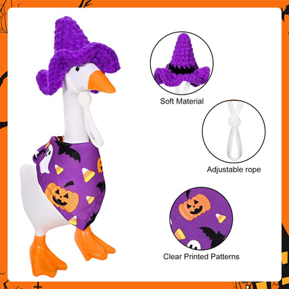 6 Pcs Holiday Desk Goose Outfits 7 Inches Mini Desk Goose Clothes Knitting Hats Bandanas with Adjustable Strap for Magnetic Key Holder Halloween Thanksgiving Christmas Decor