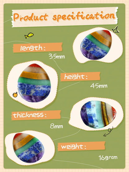 NUKAYAI Thumb Worry Stone for Anxiety 7Chakra Teardorp Crystals Healing Stones Meditation Accessories Calm Mental Health Gifts Real Natural Hand Carved Spiritual Decor Anxiety Depression Relief Items