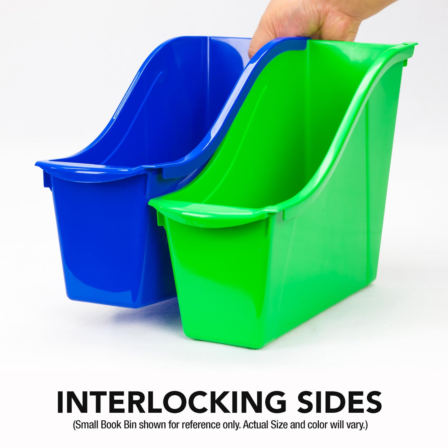 Storex Small Book Bin – Interlocking Plastic Organizer for Home, Office and Classroom, Teal, 6-Pack (71114C06C)