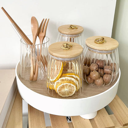 Galazzz 38 FL OZ Glass Jars with Bamboo Lids, Airtight Storage Containers, Large Candy Jars for Coffee Nuts Cookies, Decorative Glass Canister, 1130ml Oval