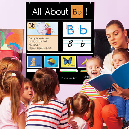 Auchq All About Letter Pocket Chart, Letter of The Day/Week Activity Wall-Provides Student Daily Practice in Learning The Alphabet, Chants, Words-Great for Classroom Homeschool 34" x 27"