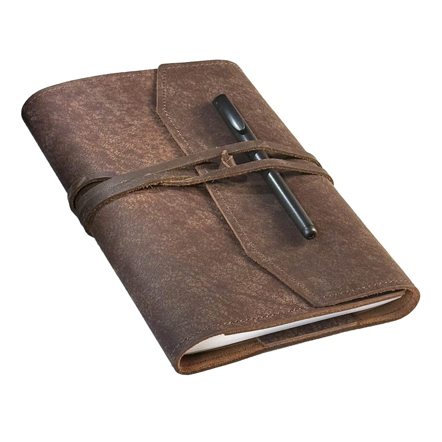 CooLeathor Refillable Leather Journal Writing Notebook - Handmade Leather Journal for Men, A5 Diary Cover Refillable Sketchbook to Drawing, Large 6"x8", Dark Brown