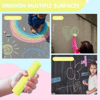 50 Pack Washable Sidewalk Chalks for Kids Non-Toxic Jumbo Chalk for Outdoor Art Play, Colored Chalk for Painting on Chalkboard, Blackboard and Playground