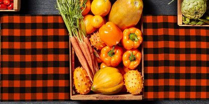 Urban Villa Table Runner 100% Cotton Fused Table Runner Halloween Checks 14''x72'' Over Sized Buffalo Check Table Runner Heavier Quality