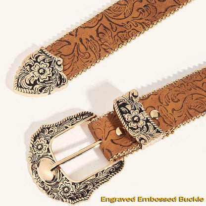 Flimire Western Belt for Women Cowgirl Country Leather Belt (Fit for Waist Size:31''-39'')