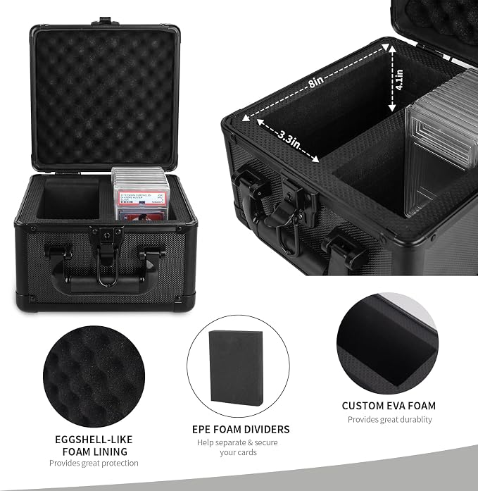 KAGSWAMO Graded Card Storage Box, Holds 60+ PSA Slab Card Case for Graded Cards Sports Cards, Baseball Trading Card Case Holder Fits PSA, CSG, BGS and Top Loaders