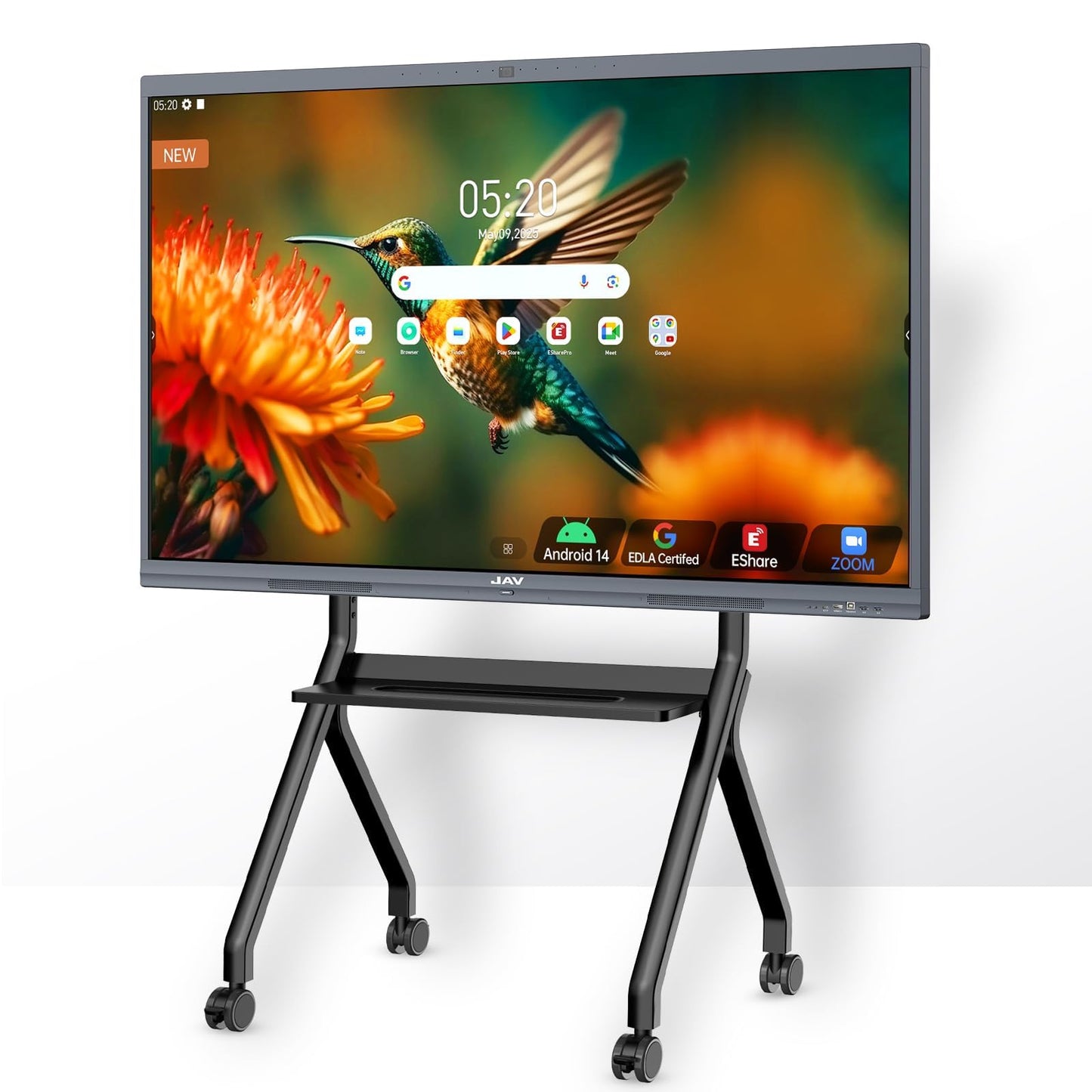 JAV 86" Smart Board Pro Google EDLA Certified 4K UHD Interactive Whiteboard for Classroom Office All-in-One Touchscreen Display with 48MP AI Camera 100W Soundbar Android 14 8+128GB Wall Mount Included