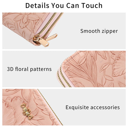 RNIEGA Wallet for Women Clutch Double Zip Around Credit Card Holder Leather Women's Wallet Large Capacity