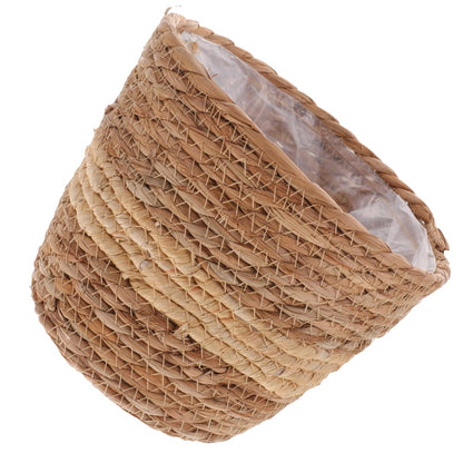 Zerodeko Hand Woven Plant Basket Natural Seagrass Planter Pot 7.08X7.08X5.90In Compact Indoor Decorative Container for Flower Arrangement Home Gardening Storage