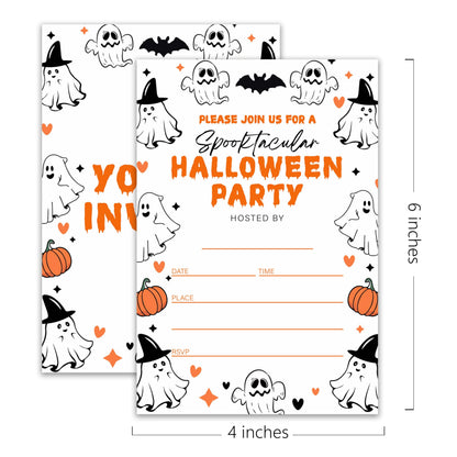 XZMBQ Halloween Party Invitations – 20 Cute 4x6 Inch Cards with Envelopes, Ghost & Pumpkin Design, Halloween Invitation Kit for Trick-or-Treat or Costume Party.(178)