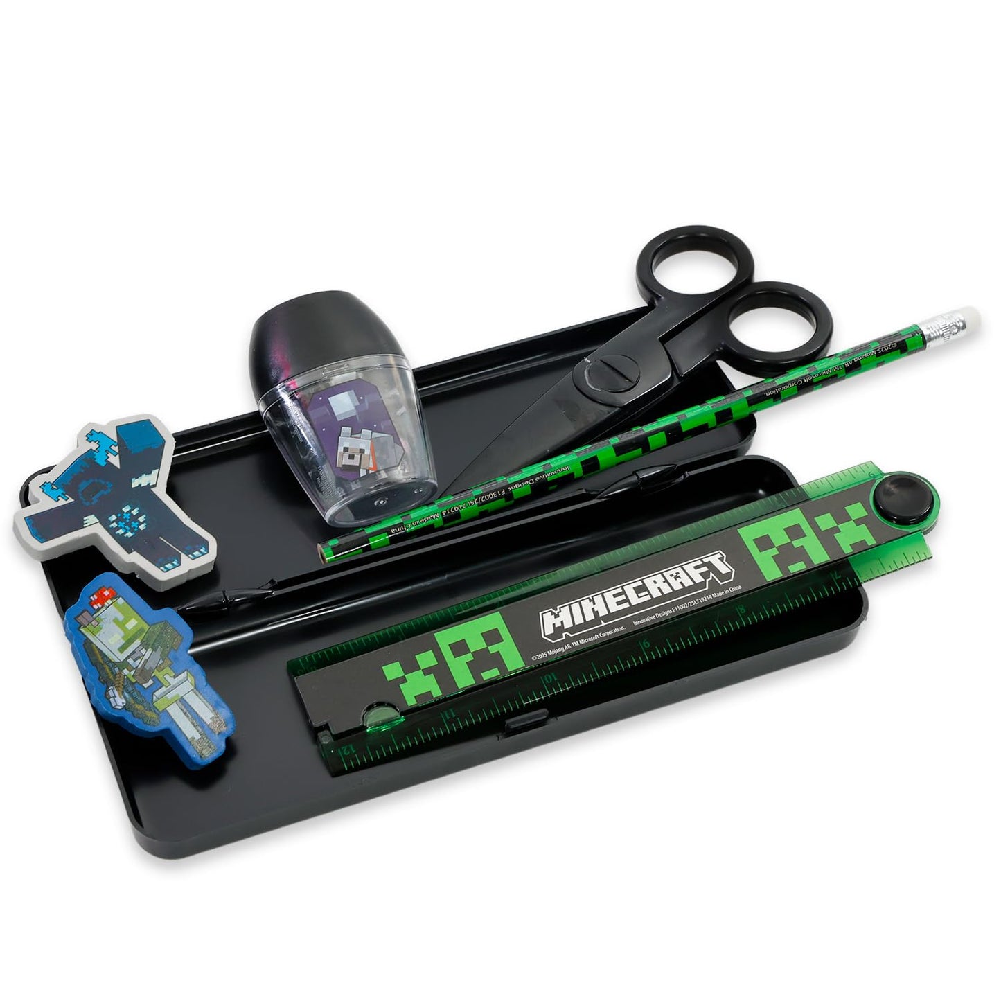 Minecraft School Supplies Set - Bundle with Creeper Folder, Notebook, Erasers, Stickers, and More | Minecraft Back to School Supplies Stationery Kit for Boys, Kids