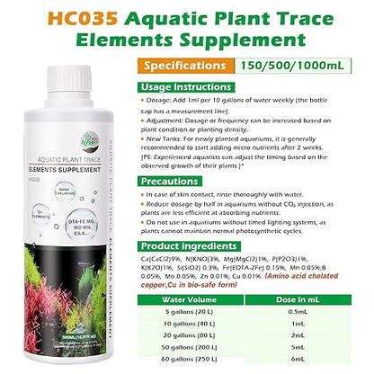 HC035 All-in-One Liquid Aquarium Plant Fertilizer - with Essential Micro & Macro Nutrients for Freshwater Planted Tanks, 150ml/500ml/1000ml (150mL)