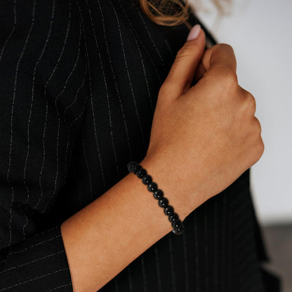Gnamy Black Tourmaline Bracelet for Women, Healing Crystal Bracelet for Spiritual Healing Positive Energy Protection, Natural Stretch Beaded Bracelets Birthday Valentines Jewelry Gifts for Daughter Her Friends Girlfriend