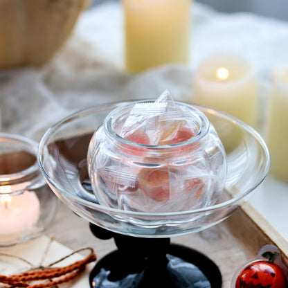 SYFURNIX Pumpkin Candle Jar for Making Candles, 4PCS Clear Glass Candle Jars with Lids, Small Candle Containers for DIY Candle Gifts Halloween Fall Thanksgiving Table Decorations