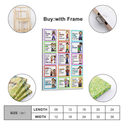 Classroom Rules Educational Posters for Preschool, Home, Middle And High School Classroom Poster Poster for Room Aesthetic Posters & Prints on Canvas Wall Art Poster for Room 16x24inch(40x60cm)