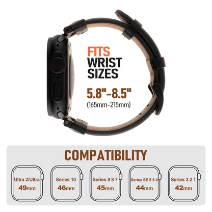 RIXENY 26mm Wide Leather Band for Apple Watch Ultra 49mm-42mm, Full-Grain Dutch Calfskin Leather Strap with Screw-Secured Connector for iWatch Ultra, for Leather Connoisseurs & Quality Buyers
