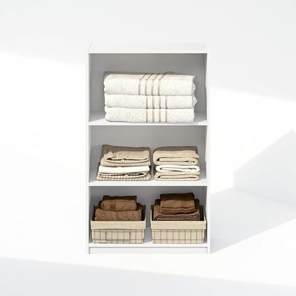 Furinno Reed Closet Organizers and Storage, 3-Tier Closet Organizer, Open Shelf Closet Storage, for Wardrobe, Bedroom, Living Room, White