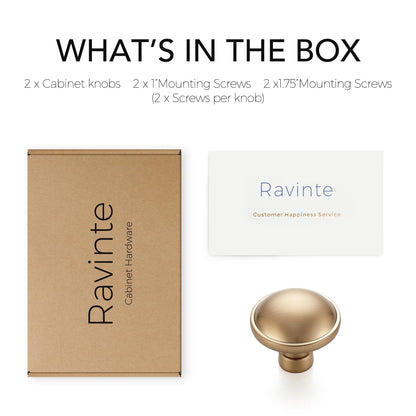 Ravinte 2 Pack 1-1/4 Inch Diameter Kitchen Cabinet Knobs Champagne Bronze Dresser Knobs Round Solid Cabinet Drawer Pulls for Kitchen Cupboard Hardware