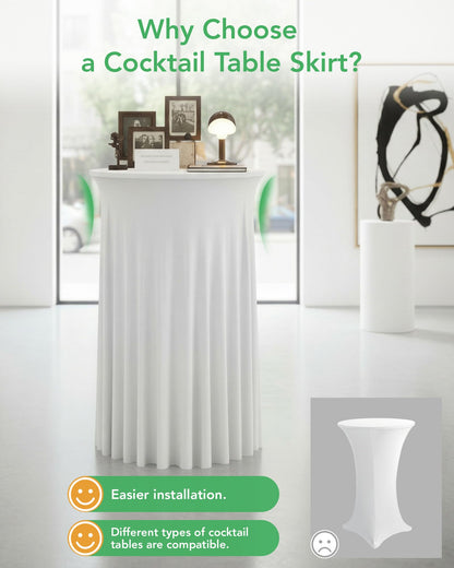 KeyWave Cocktail Table Tablecloth with Skirts - 32x43 Inch Wavy Spandex High Top Cocktail Table Covers, Ruffle Drape Highboy Tablecloth Reusable for Party Wedding Cake Standing Table, Black, 6 Pack