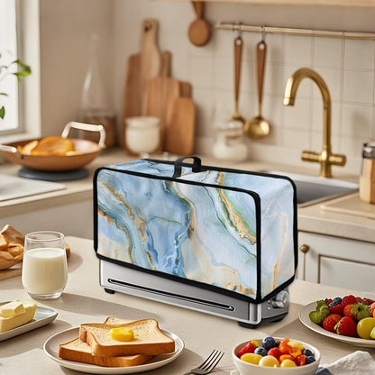 Psesaysky Marble Print Slim Toaster Bread Machine Cover with Handle Fits for Most Standard 2 Slice Long Slot Toasters, Keep Kitchen Appliance Clean Dust-proof Cover