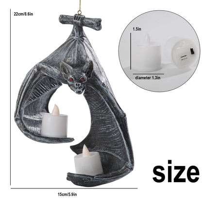 Bat Wall Tealight Holder,Halloween Bat Candle Decorations Gothic Bat Wall Sconce Candle Holder with Candles,Halloween Candlestick Hanging Decoration