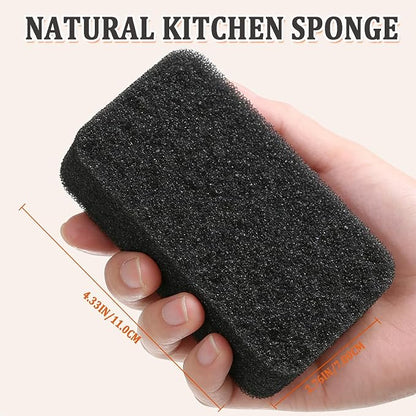 Taeku Natural Kitchen Sponge, 6 Pack Heavy Duty Scrub Cellulose Sponge Premium Multifunction Eco Friendly Cleaning Sponges for Dishes (Dark)