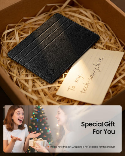 FINTIE Slim Minimalist Front Pocket Wallet, RFID Blocking Credit Card Holder Card Cases with ID Window for Men Women, Black
