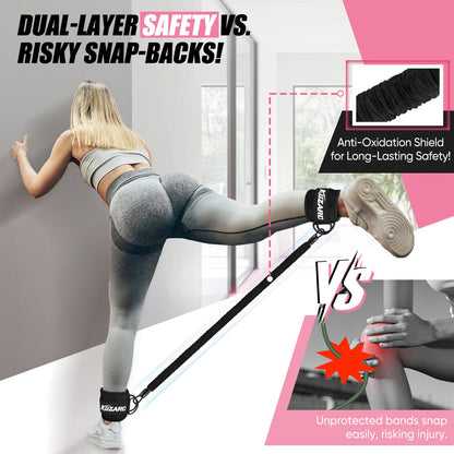 Ankle Resistance Bands with Cuffs, Ankle Weights Bands for Working Out, Women Leg and Glutes Workout Equipment, Exercise Bands for Kickbacks, Butt and Booty Trainer, Home Gym Fitness Equipment