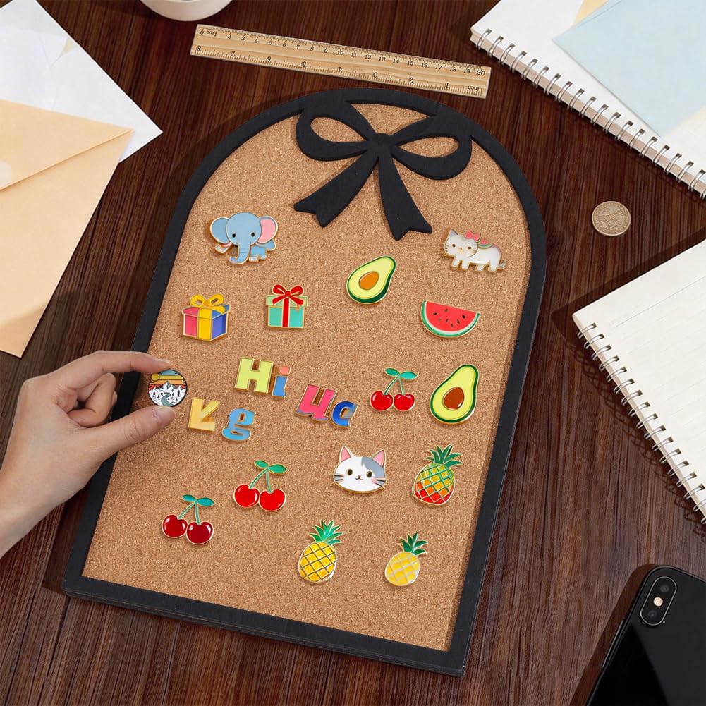 BENECREAT 14.96x9.84 Inch Bow Pin Board with Arch Design Cork Bulletin Board for Brooch Display Storage, Office Home Decor