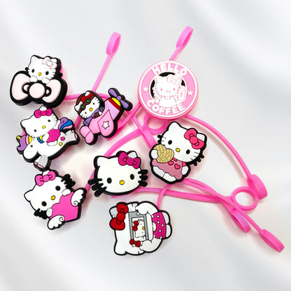 8Pcs Cartoon Straw Covers Cap for Tumblers Cup, 10mm Cartoon Straw Topper, Silicone Straw Tip Covers for Drinking Straws